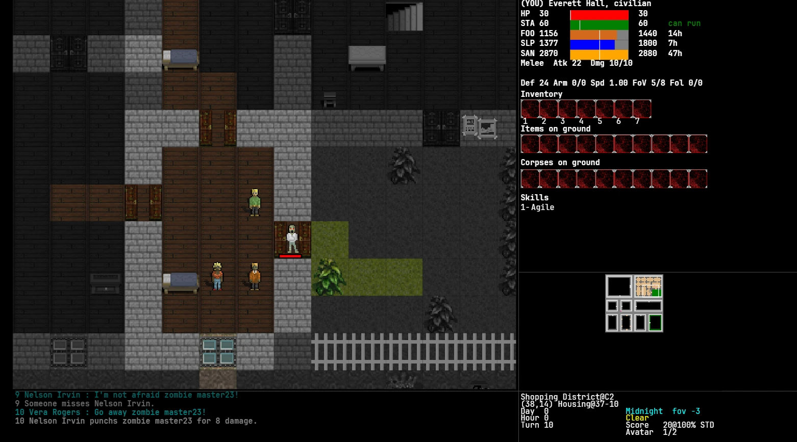 The same game rendered with the Deonapocalypse sprite style.