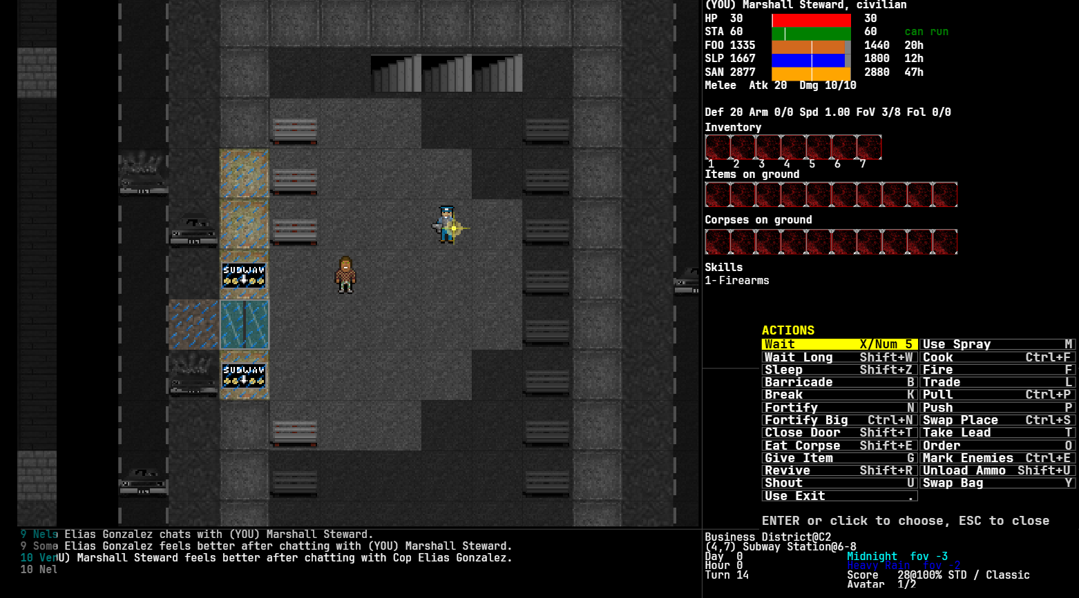The same game rendered with the Deonapocalypse sprite style.